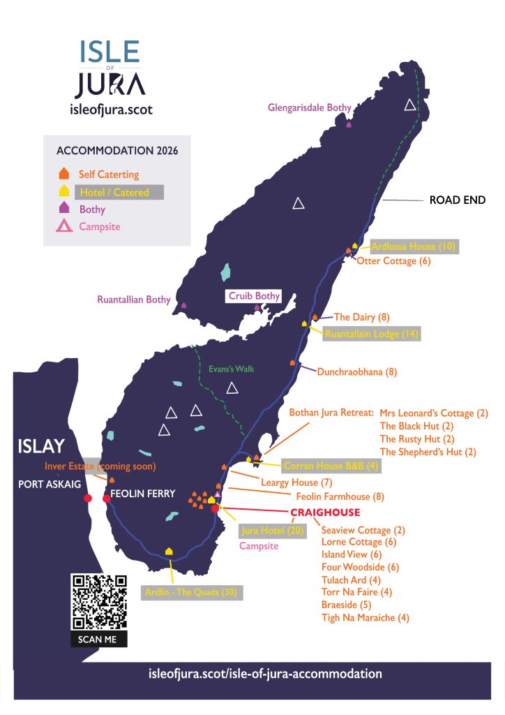2026 Isle of Jura Accommodation Map